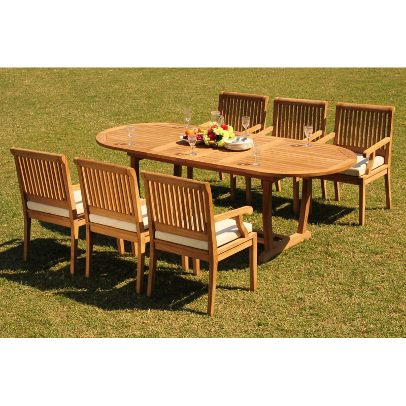 Ensemble repas 7 pièces teck luxueux Treyton