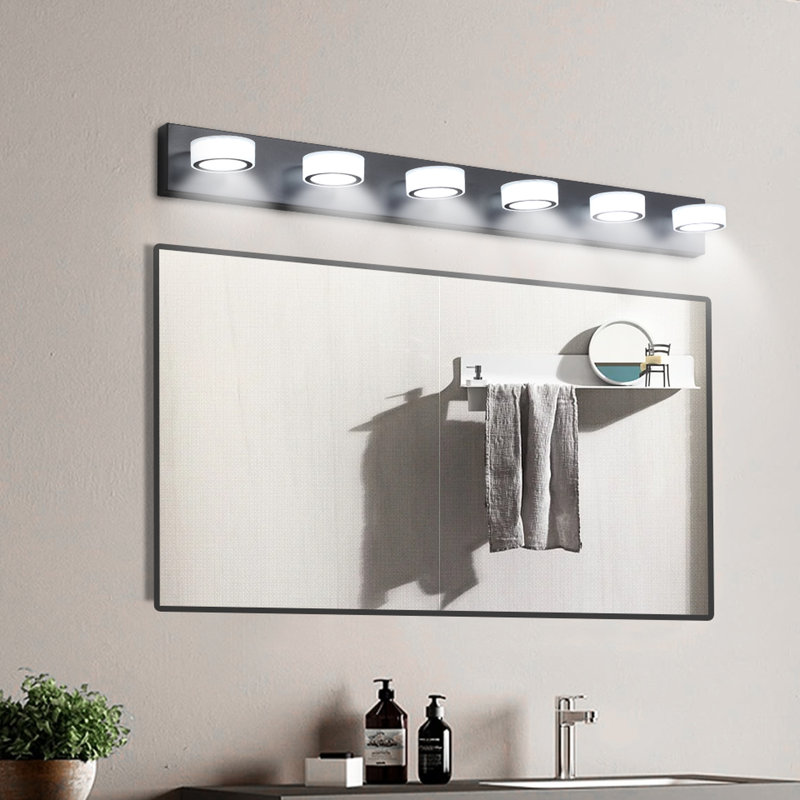 6 lumières de meuble-lavabo à intensité variable - noir, conception moderne pour le mur de la salle de bain, rotatif, écoénergétique, facile à installer, 6 lumières DEL de salle de bain noires, à intensité variable, source confortable, économie