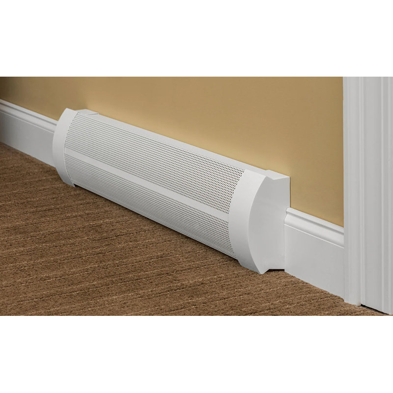 Baseboarders Elliptus Galvanized Steel Easy Slip-on Baseboard Heater Cover Set - White | Heater Cover and Endcaps Included