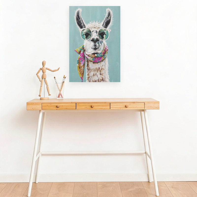 Élégant lama, art mural moderne, 18" H x 12" W