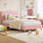 Velvet Bed Frame for Kids with Upholstered Headboard, Wood Slats & Metal Platform, No Box Spring Needed, Easy Assembly, Quiet Design-781888937-781888930
