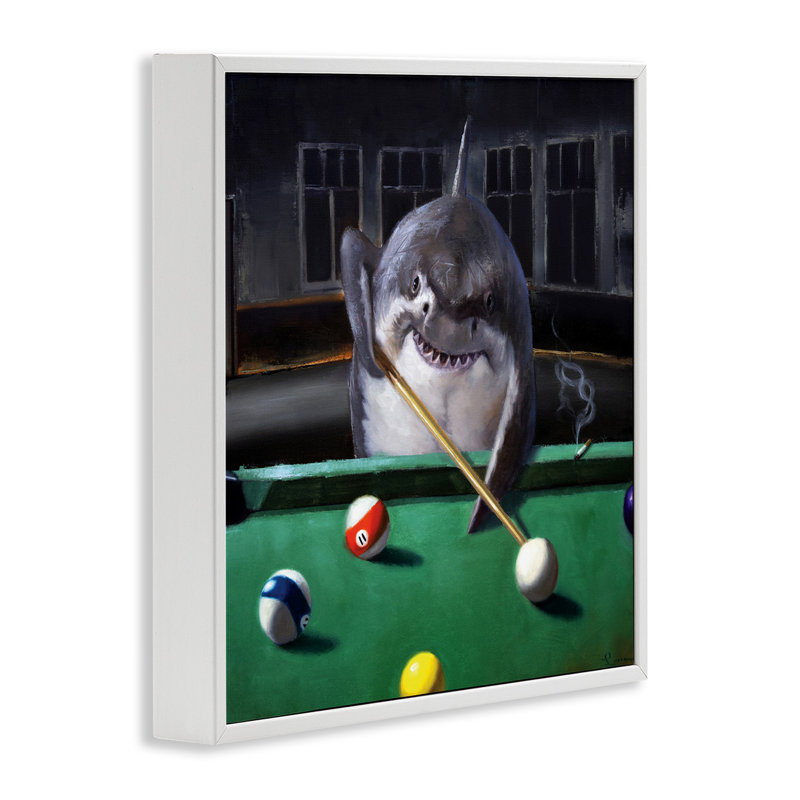 «Pool Shark» par Lucia Heffernan, Giclée encadrée blanc bord de mer, H 17 po x l 17 po