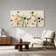 Tableau abstrait d'arbres aux branches noires et aux cercles sur toile-1125721235