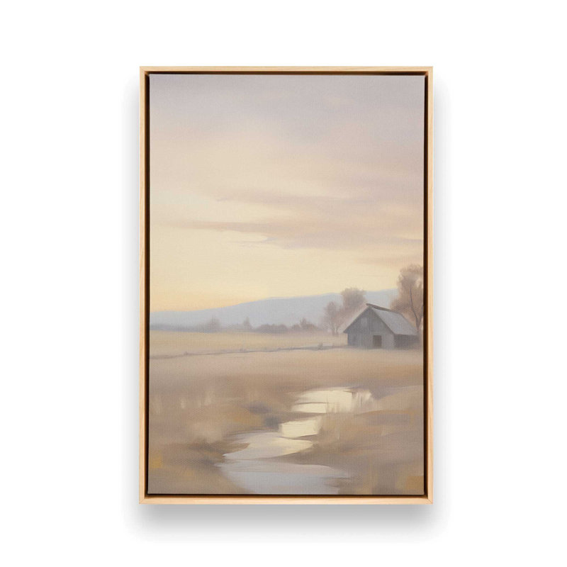«Serene Sunset Over Fields II», reproduction sur toile, H 12,75 po x l 8,75 po x P 1,75 po, Encadrement brun clair