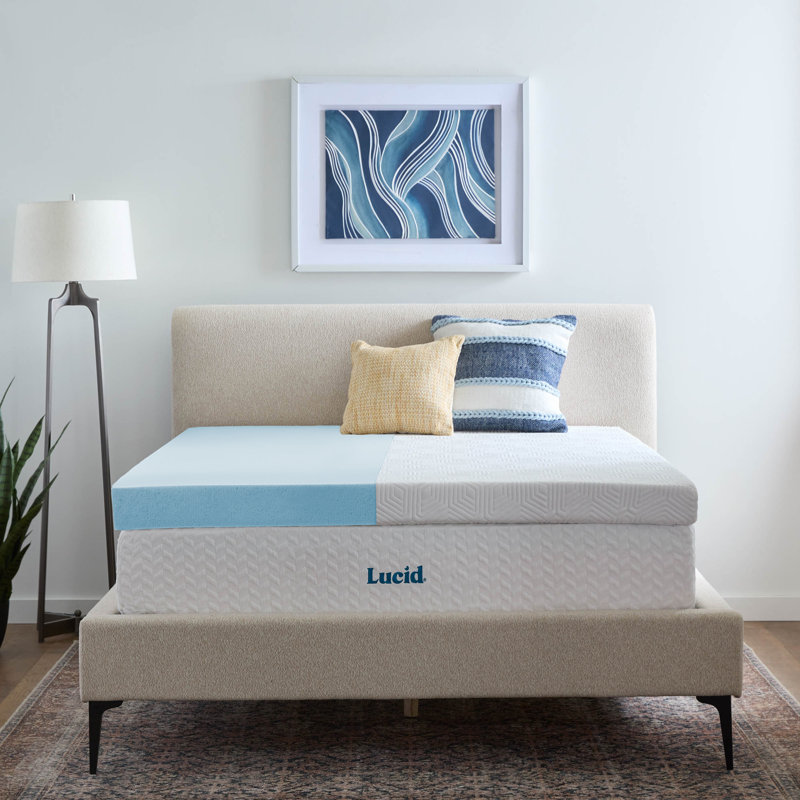 Lucid 4" Gel Infused Memory Foam Mattress Topper with Cover - Queen, Queen, 4 inch