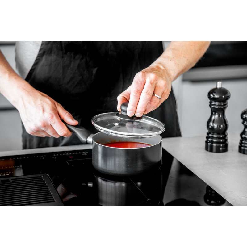 MasterClass Can-to-Pan Ceramic Non-Stick Saucepan with Lid, Recycled Aluminium, 16 cm