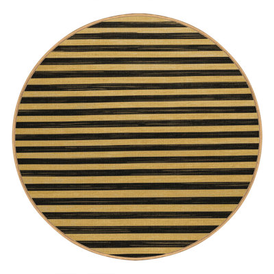 Tapis brun à rayures horizontales lavable à la machine