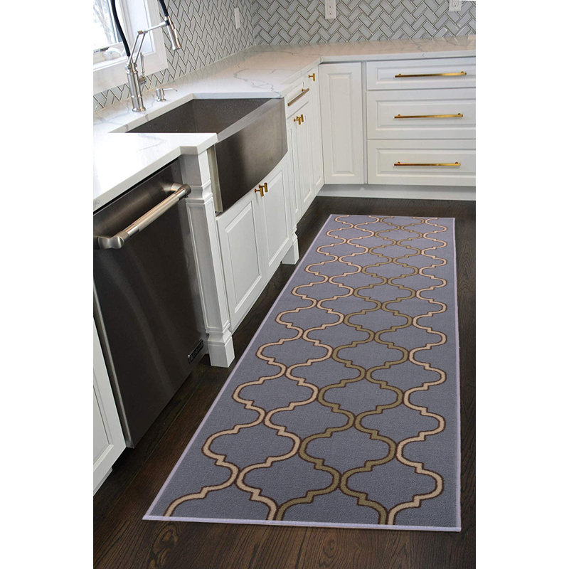 Tapis gris antidérapant à poils courts, Tapis de couloir 2 pi 2 po x 6 pi