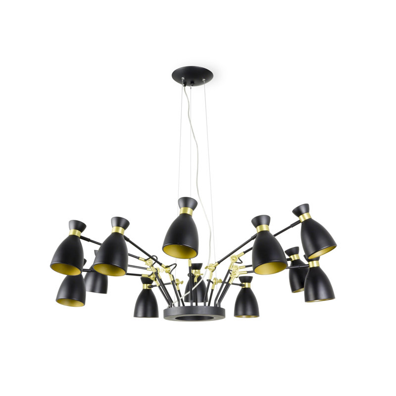 Giron 12 - Light Grey Cluster Pendant, Black/Satin