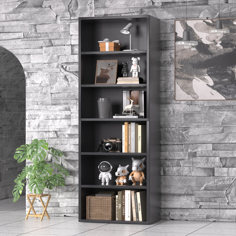 Bibliothèque standard Livingon, (6 tablettes) H 71,4 po x l 21,8 po x P 9,3 po, Noir
