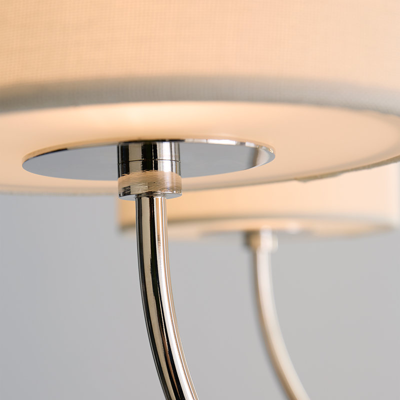Polished Nickel 6-Light Modern Chandelier with White Shades