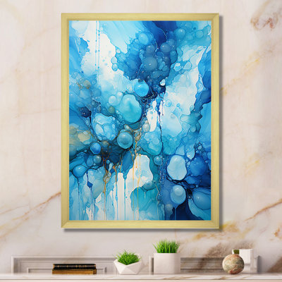 Symphony White and Blue Drip Painting - Print on Canvas