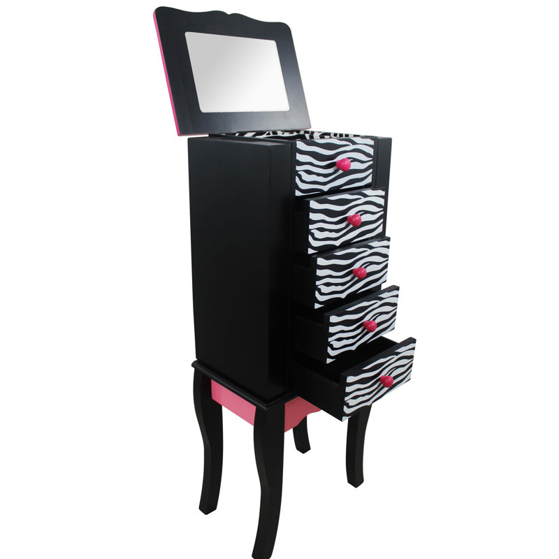 Fashion Prints Freestanding Hand Painted Jewelry Armoire