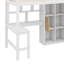 Lit surélevé simple en bois intégré avec bureau, éclairage à DEL, tablettes de rangement, armoires et escalier