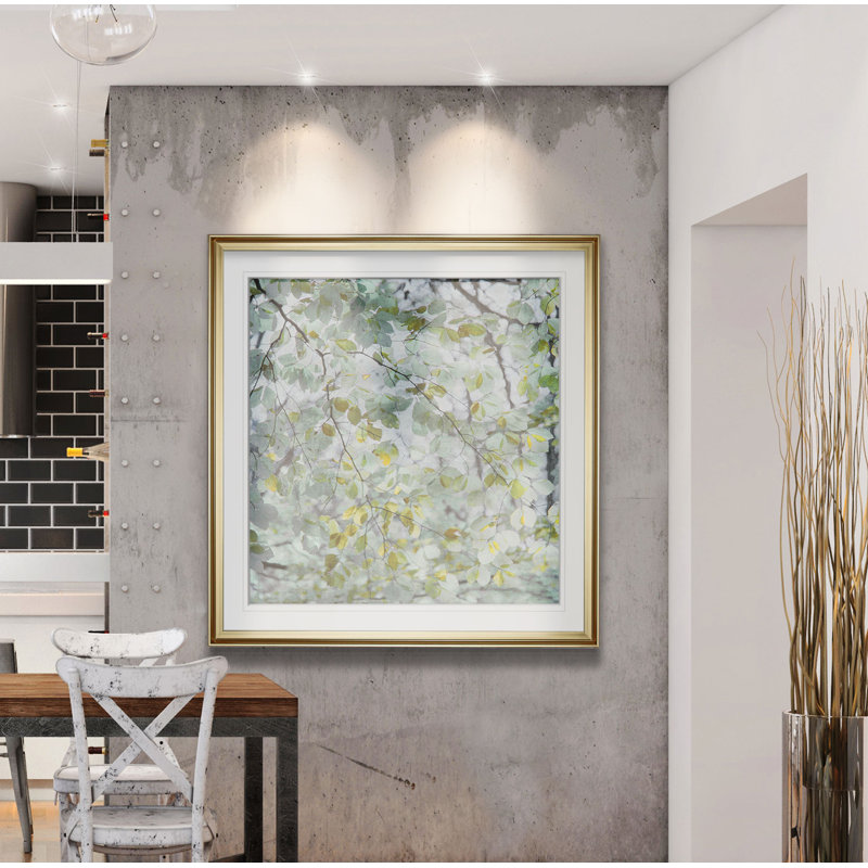 « danse leaves », peinture, H 28 po x l 28 po x p 2 po, Cadre doré