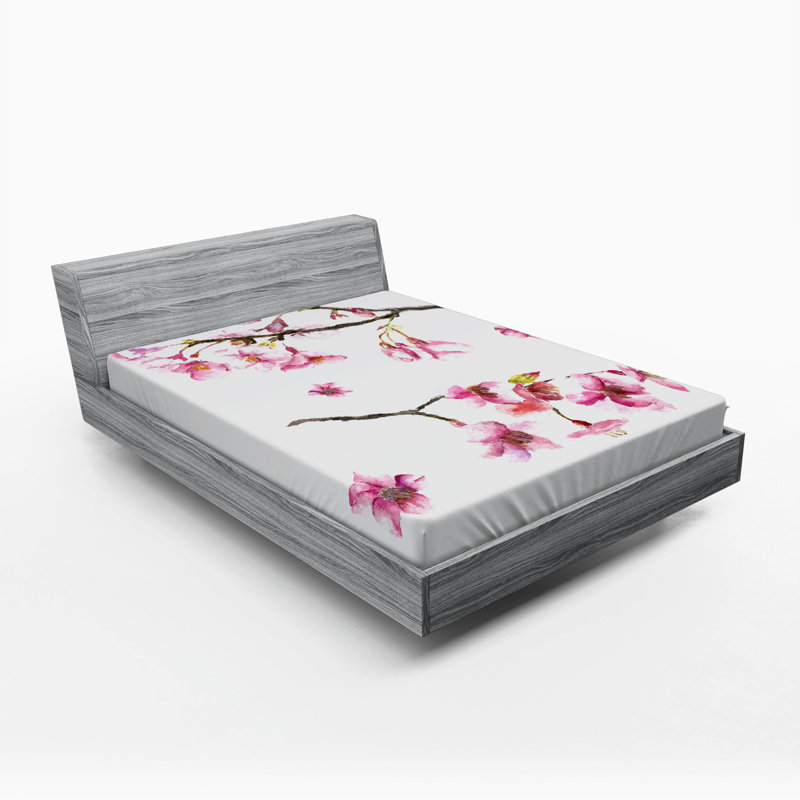 Microfiber Floral Fitted Sheet, Queen Fitted Sheet, Floral 1