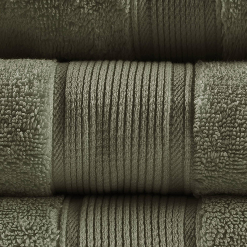 Ensemble de serviettes antimicrobiennes 100% coton 6 pièces, Ensemble 6 serviettes de bain, Vert olive