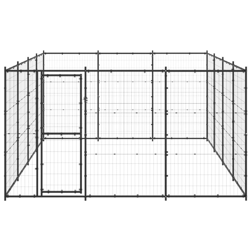 Chenil d'extérieur pour chien Vidaxl, Noir, H 70,9 po x L 129,9 po x l 173,2 po