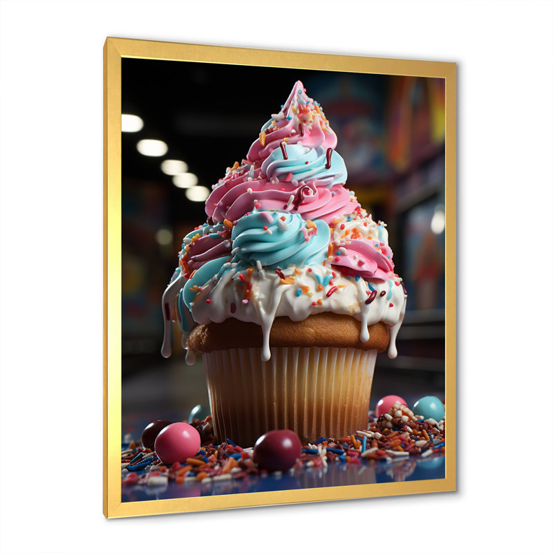 «Chuckling Cupcake Carnival I», reproduction d'art sur toile_105738, H 40 po x l 30 po x P 1,5 po, Encadrement doré