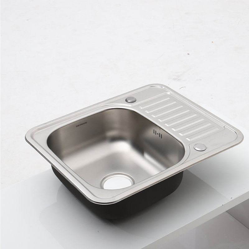 Belfry Kitchen Shaunta 480mm W Single Bowl Stainless Steel Kitchen Sink with 2 Faucet Holes