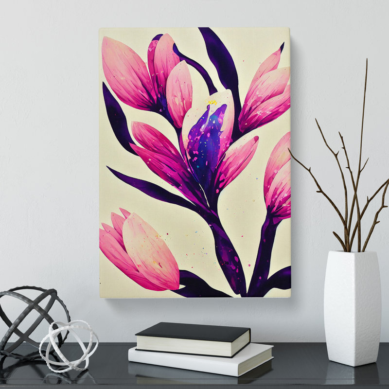 Magnolia Flower Splatter Vol.2 - Wrapped Canvas, 50cm H x 35cm W x 3cm D