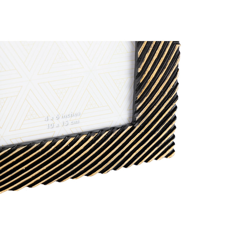 Single Picture Frame, 20cm H x 15cm W x 2cm D, Black/Gold