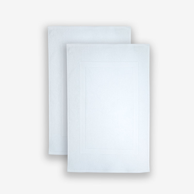 Tapis pour salle de bain 100% coton Amnon, Blanc brillant