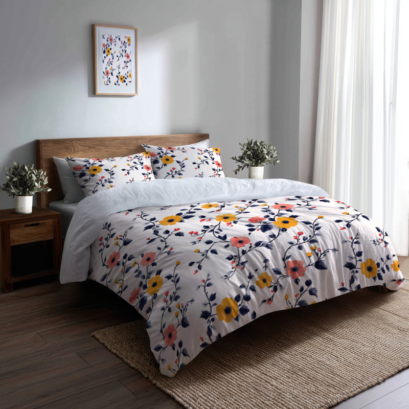 Ensemble de literie Country Farmhouse 4 pièces - Ensemble d'édredon patchwork rose et jaune