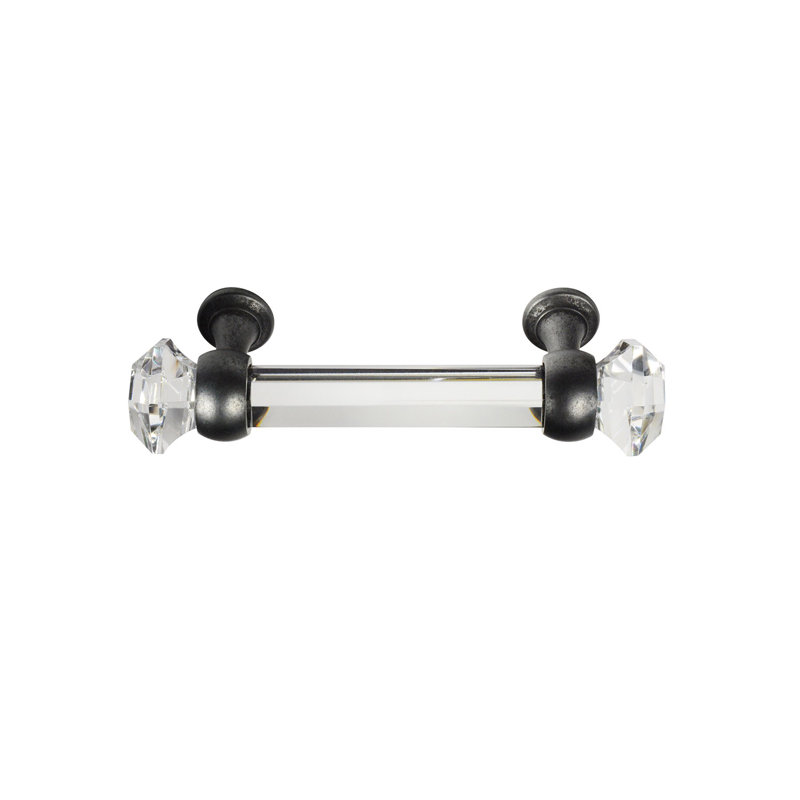 Poignée de meuble centrale 4 "Elegance, Transparent / bronze huilé, 4"