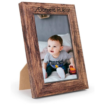 Aleara personnalisé en bois foncé rétro - cadre rustique personnalisé pour affichage mural et de bureau