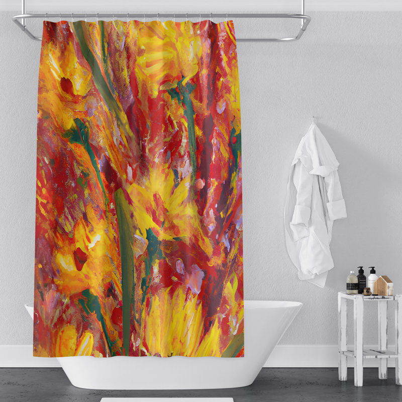 Rajnie Floral Shower Curtain, 72" H x 70" W