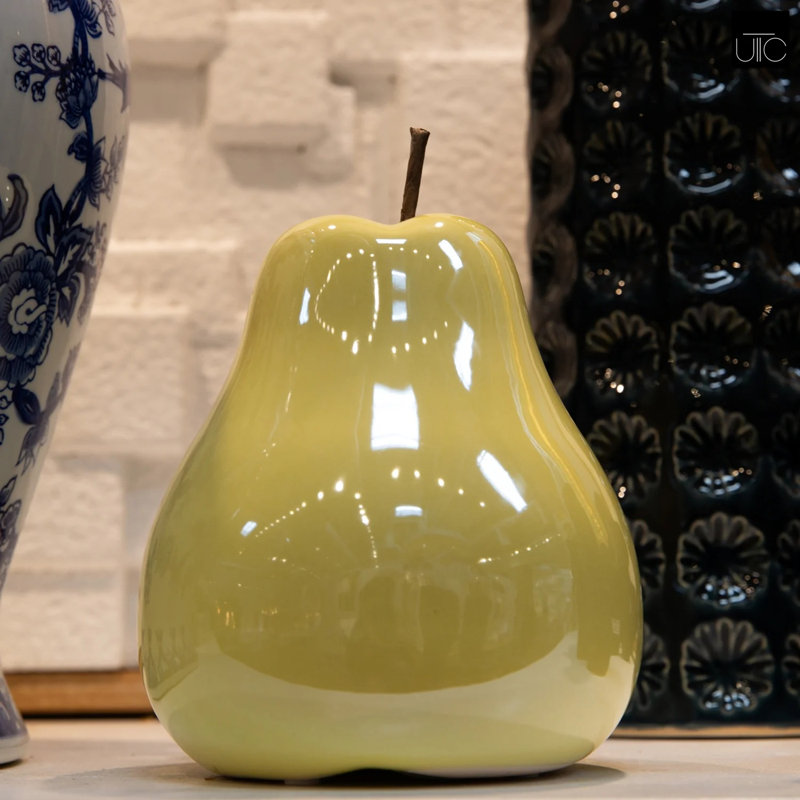 Ceramic Pear Figurine SM Pearlescent -6.50"H, Yellow