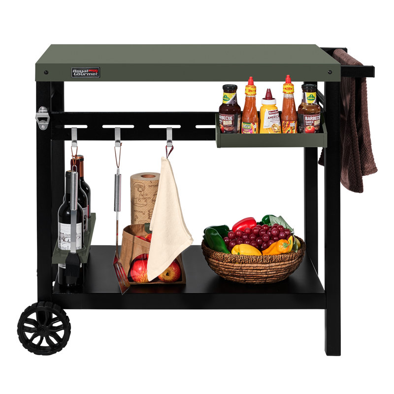 Royal Gourmet 2-Tier Dining Cart, Olive Green