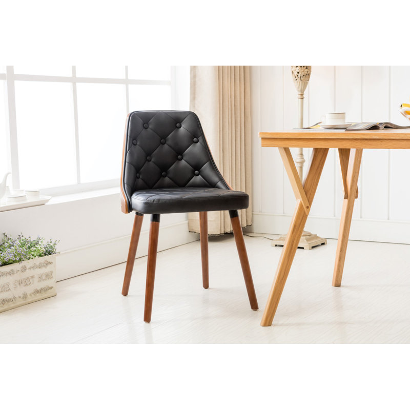 Gracelynn 17.72'' H Tufted Faux Leather Upholstered Side Chair, Black