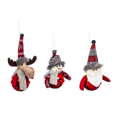 Ensemble 3 pièces d’ornements en tissu père noël/bonhomme de neige/orignal suspendue figurine