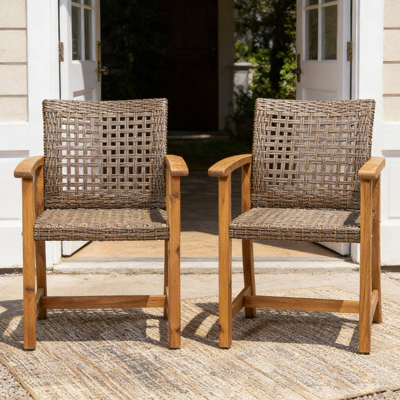 Ensemble de 2 chaises de salle à manger d'extérieur pour le brunch de patio et les rassemblements décontractés de jardin avec des amis