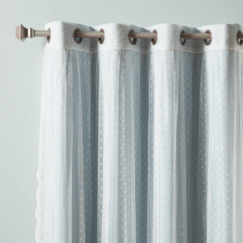 Tulle Polyester Room Darkening Curtain Panels, Sky Blue, 52" W x 84" L