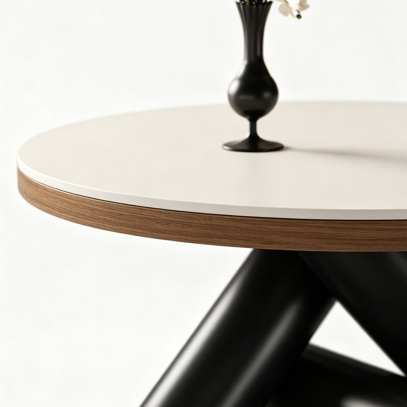 Creative Italian Minimal Luxury Coffee Table, 15.74" H x 27.55" W x 27.55" D, White, Black