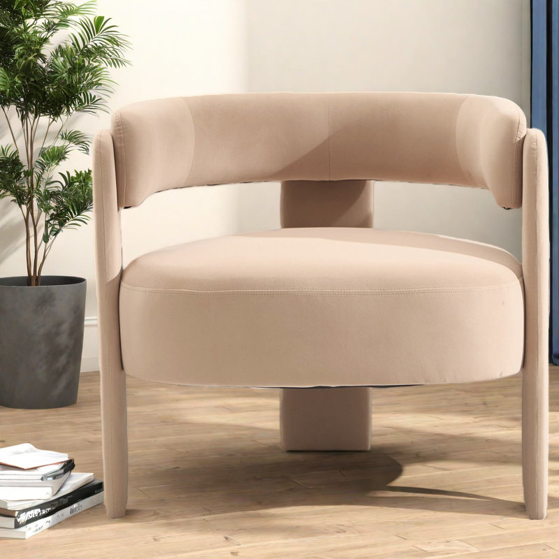 Chaises d'appoint en velours kaki, pieds en bois de style moderne Mid-Century pour la maison et le bureau