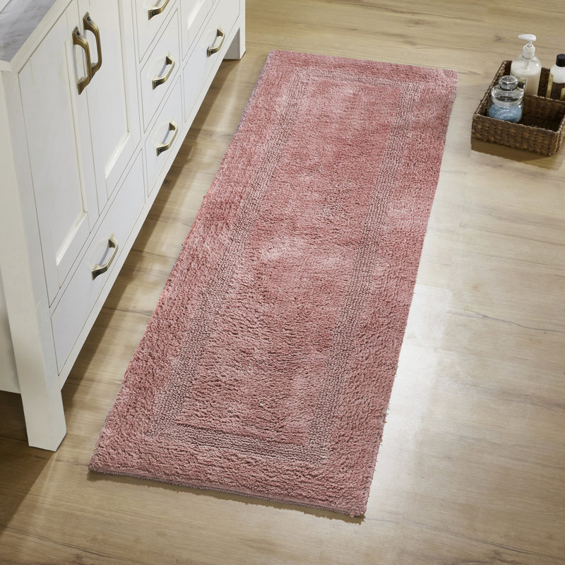 Rozanne Reversible Cotton Bath Rug, Pink, 20" x 60" Runner
