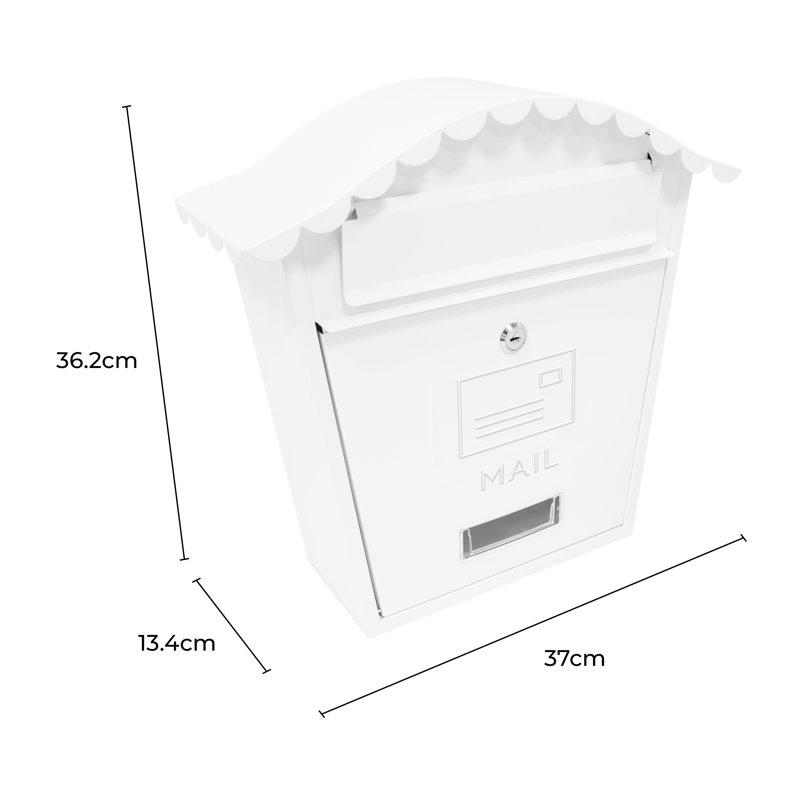 Steel Wall Mounted Letter Box, White