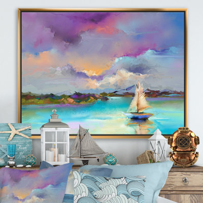 " Impressionist Seascape With Little Ships III " Painting Print
