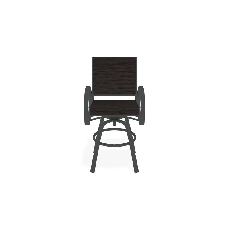 Aruba II Sling Aluminum Frame Balcony Height Swivel Café Chair, Graphite, James, 29