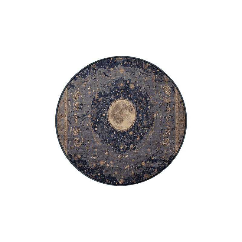 Machine Washable Black Area Rug, Round 7'