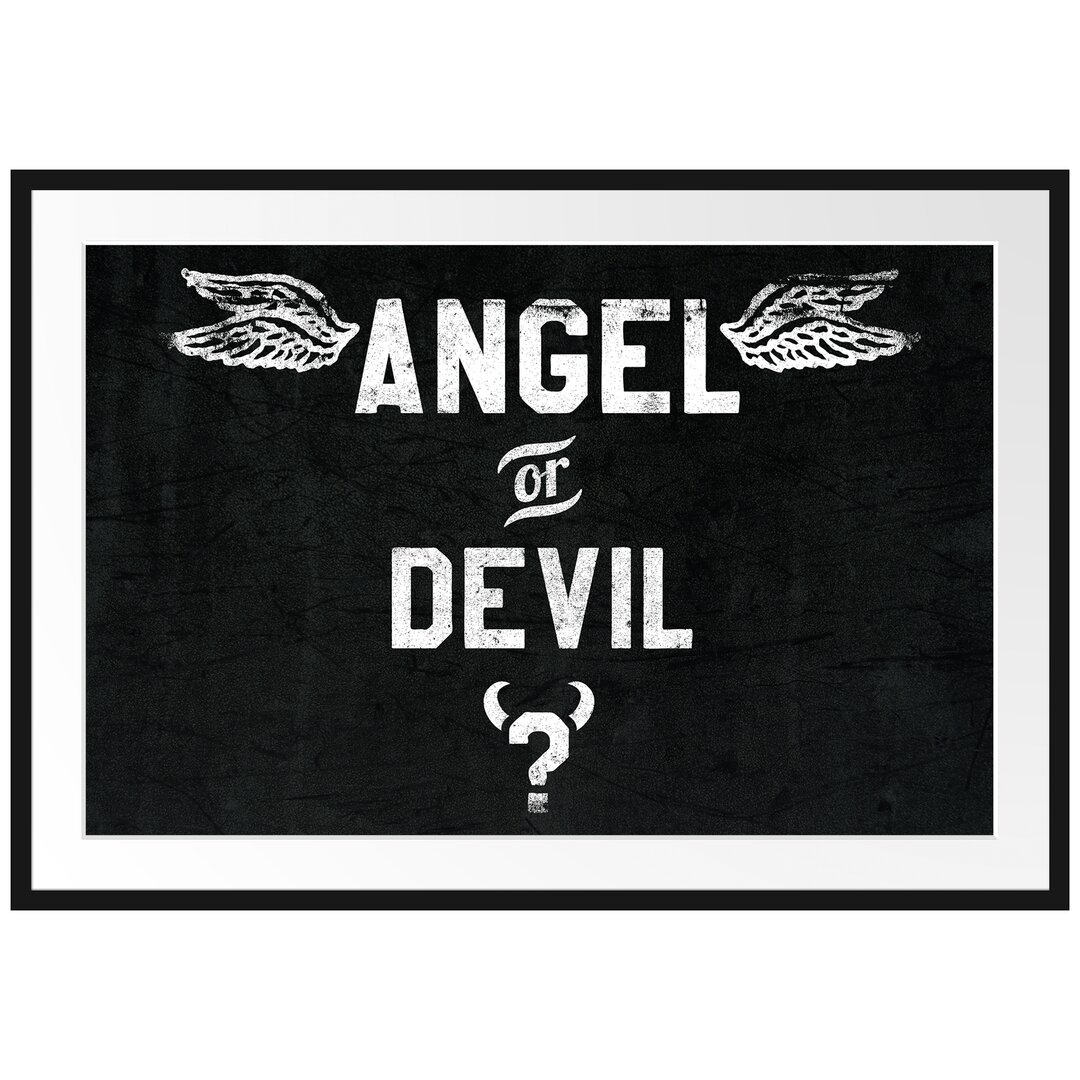 Gerahmtes Poster Angel Or Devil Black