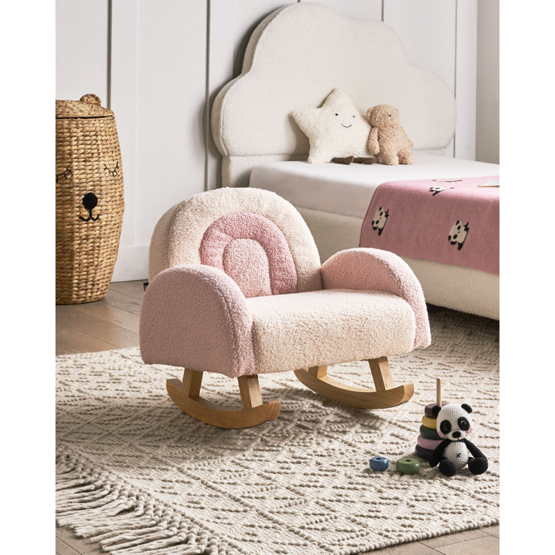 Kids Rocking Chair Rainbow OMBO Boucle, Pink