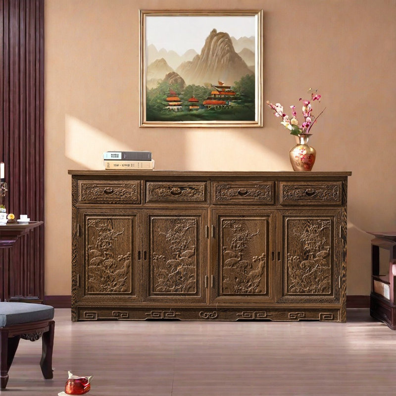 Solid Wood Carved Multi-Functional Sideboard