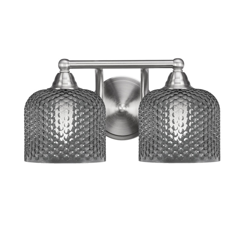 Allexus 2 Light Bath Bar Brushed Nickel Finish 6" Smoke Glass, 2 Lights, Brushed Nickel, 7.5" H x 14.25" W x 8" D
