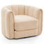 Fauteuil d'appoint moderne pivotant en tonneau. Fauteuil rembourré en tissu 360 ° avec dossier rayé et rembourrage moelleux