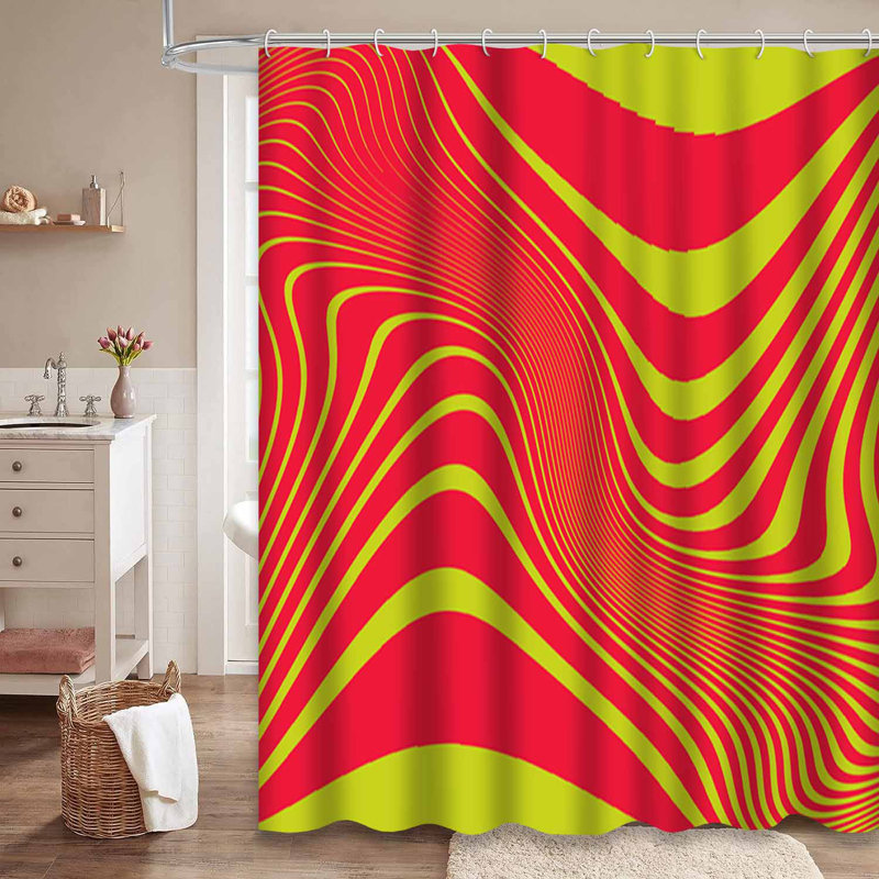 Rideau de douche optique rouge avec 12 crochets, L 72 po x l 72 po